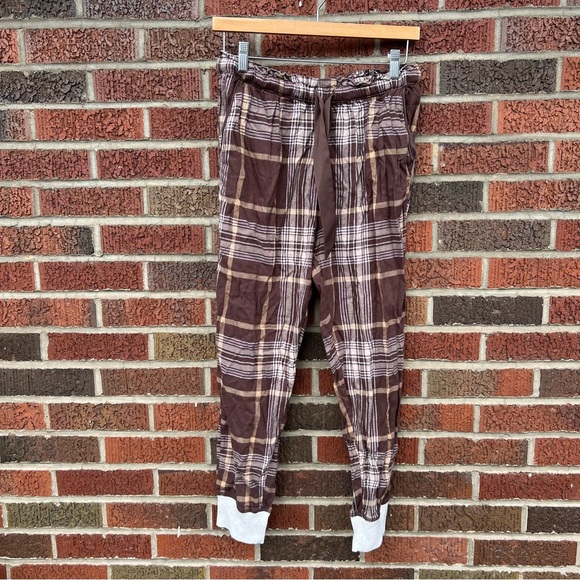 aerie Other - aerie Brown and Cream Plaid Flannel Cuffed Pajama Pants